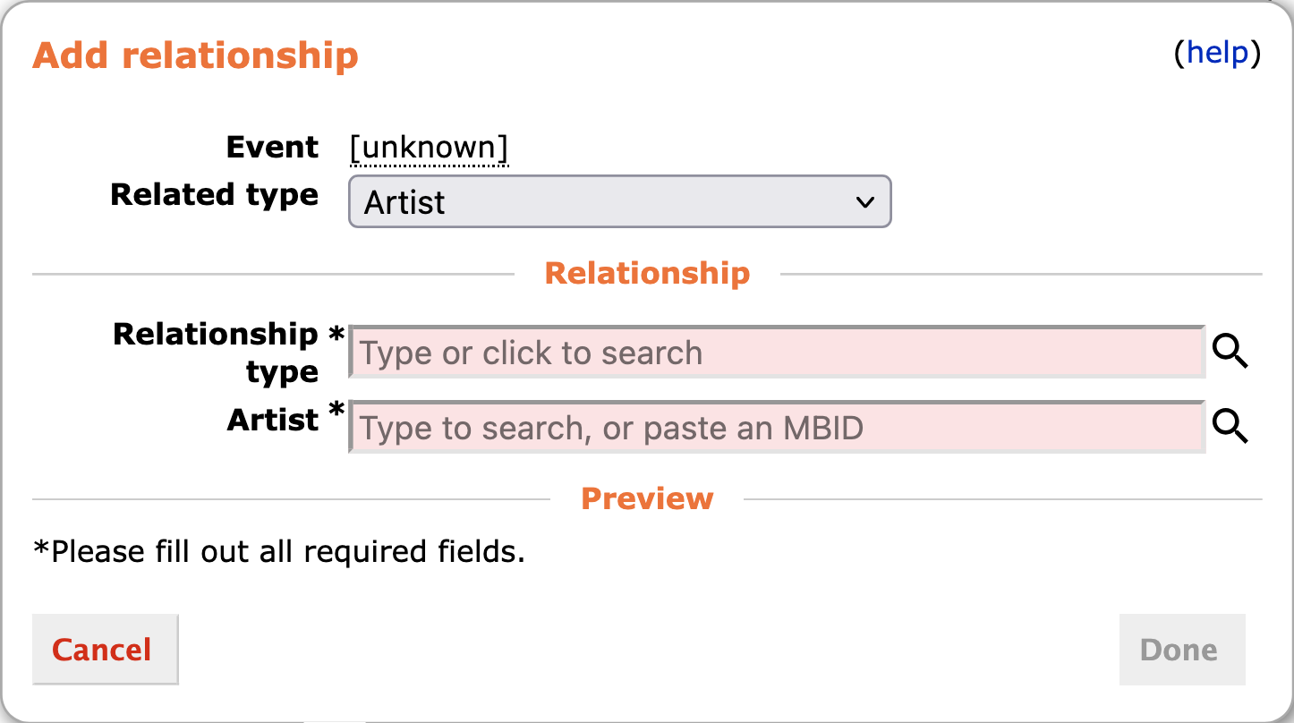 Artist Relationship Editor